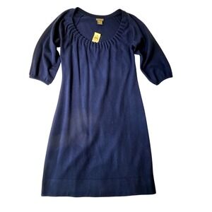 Ann Taylor Womens XS Royal Blue Merino Wool Blend 3/4 Sleeve Sweater Dress NWT